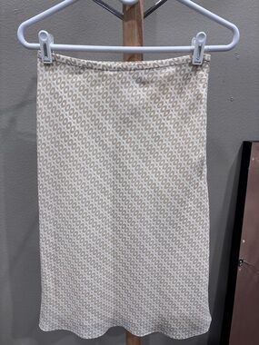 Cream Printed Pencil Skirt with geometric pattern